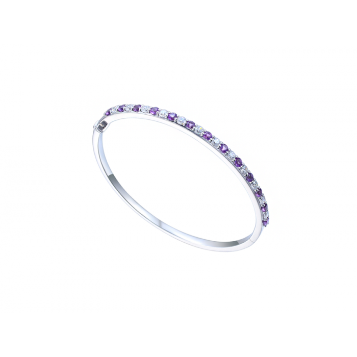 Amore Argento Sterling Silver Amethyst & CZ Bangle