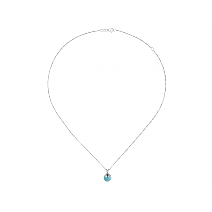 Amore Argento Sterling Silver Round Larimar Necklace