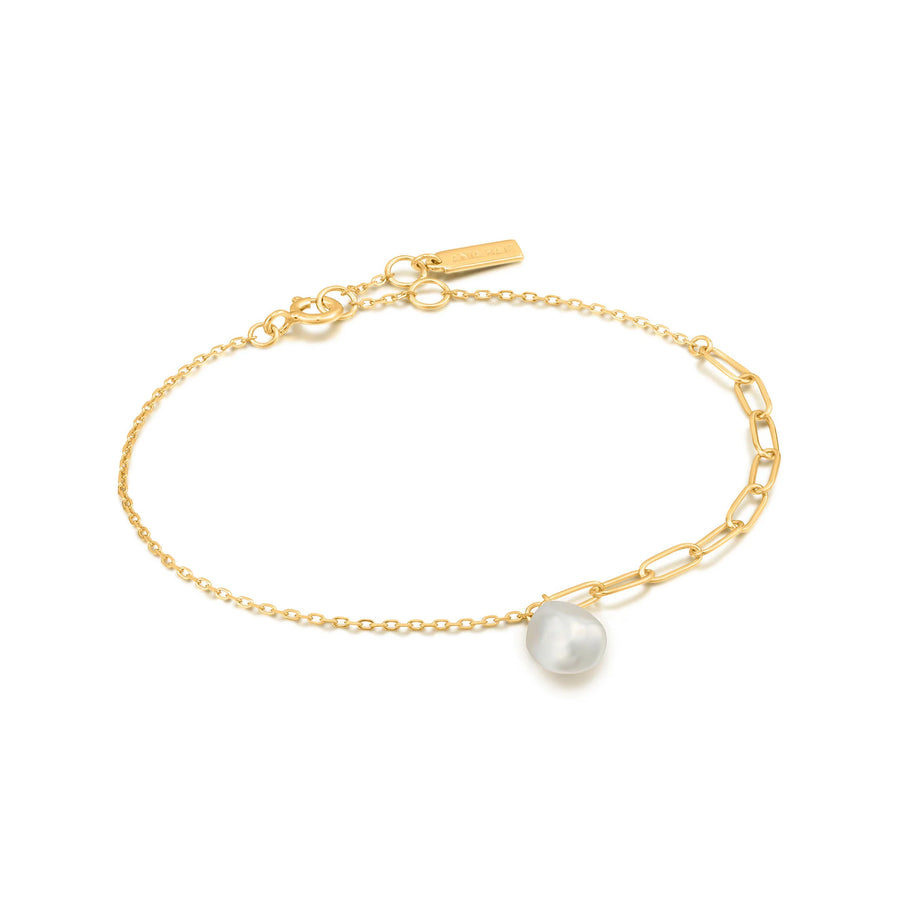 Ania Haie Gold Pearl Mixed Link Bracelet