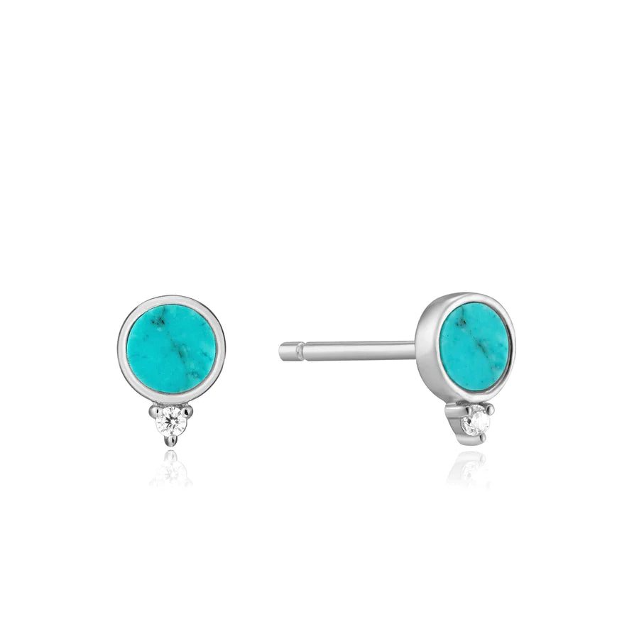 Ania Haie Sterling Silver Turquoise & CZ Stud Earrings