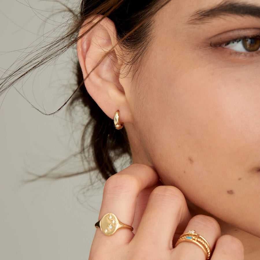 Ania haie Gold Starry Kyoto Opal Huggie Hoop Earrings