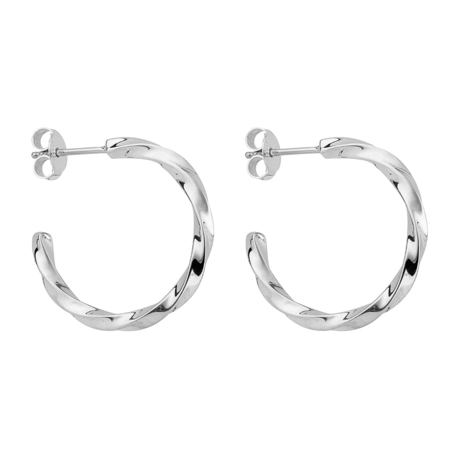 Sterling Silver Twisted Modern Hoop Earrings