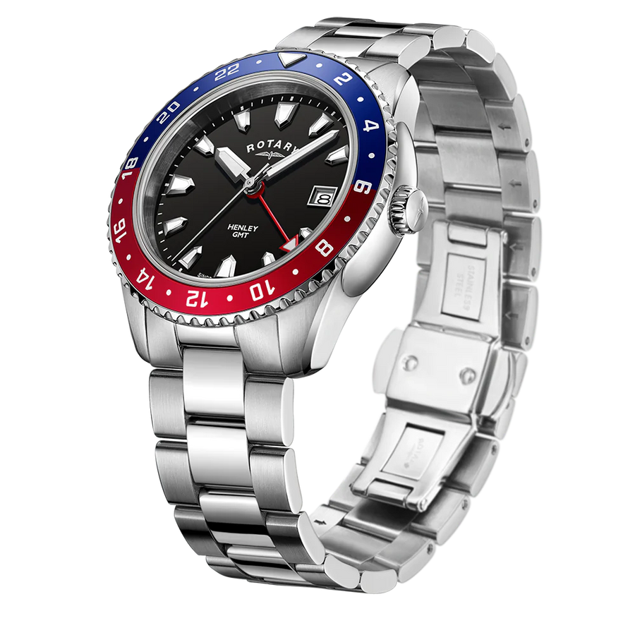Rotary Gents Stainless Steel 'Henley' GMT Sports Bracelet Watch