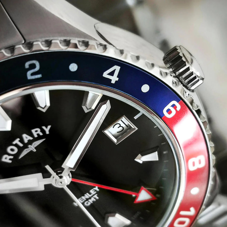 Rotary Gents Stainless Steel 'Henley' GMT Sports Bracelet Watch