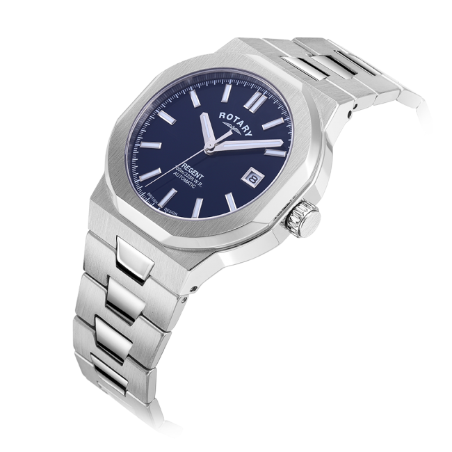 Rotary Gents Steel Regent Automatic Navy Blue Watch