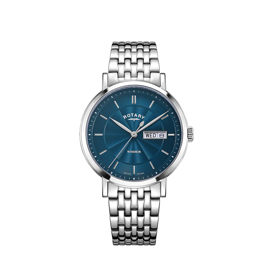 Rotary Gents Stainless Steel 'Windsor' Blue Dial Bracelet Watch