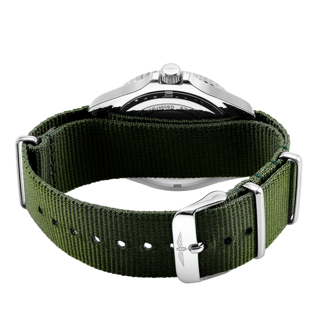 Rotary Gents Stainless Steel 'Commando' Green Nato Strap Watch
