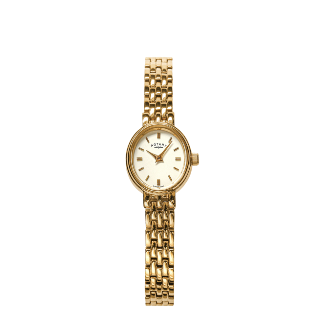 Rotary Ladies Gold Plated Oval Dial Bracelet Watch