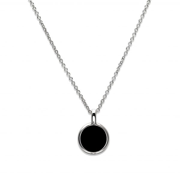 Unique Ladies Sterling Silver Black Onyx Round Necklace