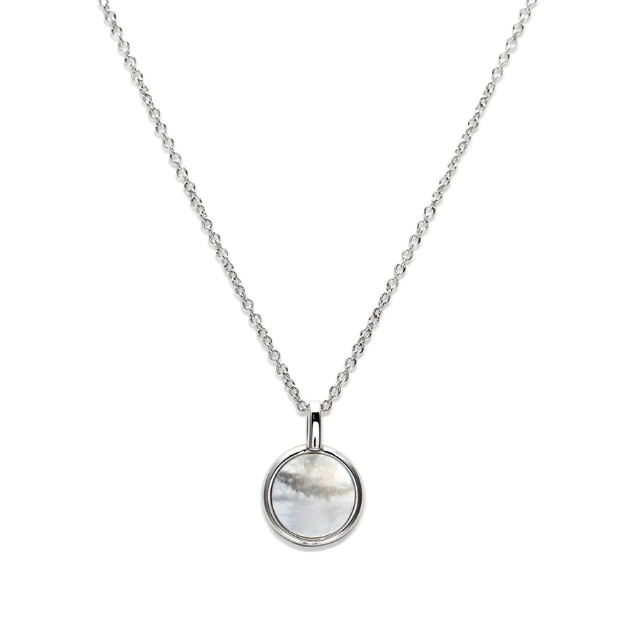 Unique Ladies Sterling Silver Mother-of-Pearl Round Necklace