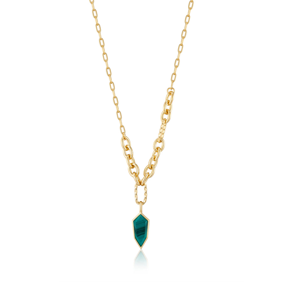 Ania Haie Gold Malachite Emblem Drop Necklace