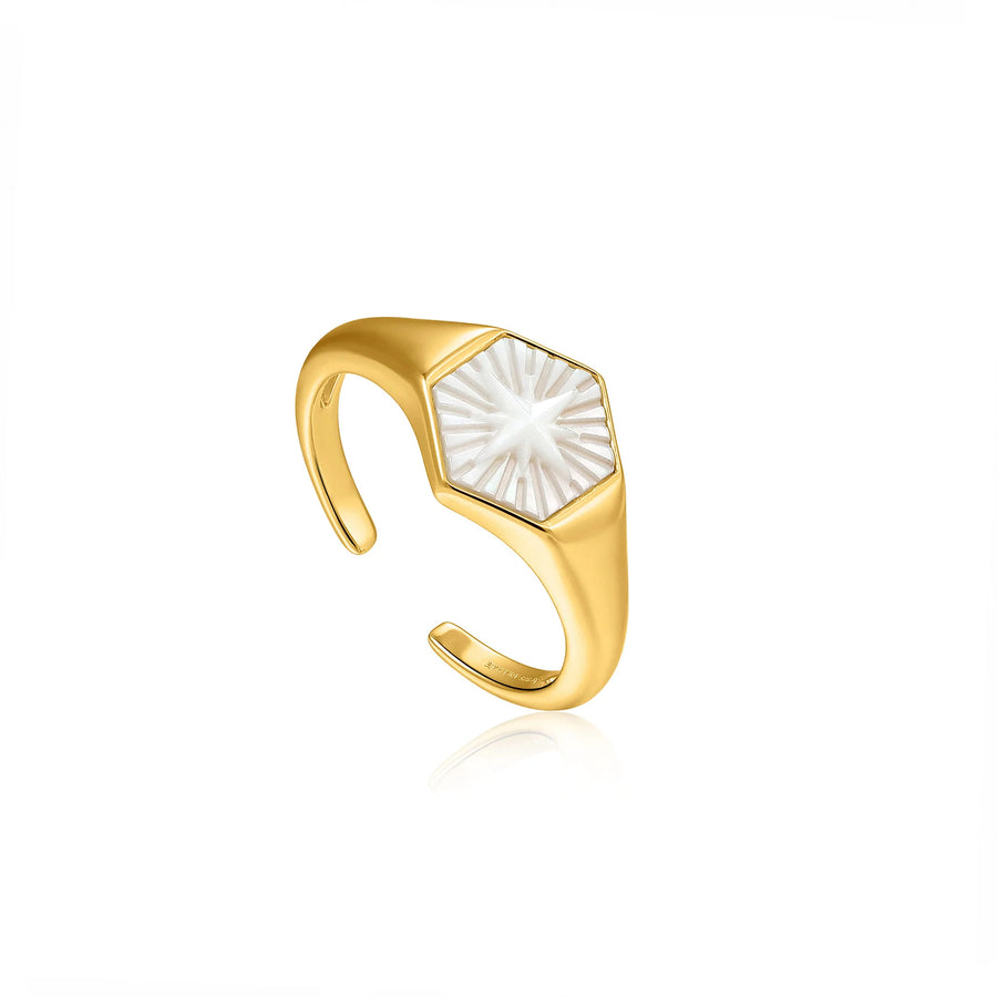 Ania Haie Gold Mother-of-Pearl Adjustable Compass Ring