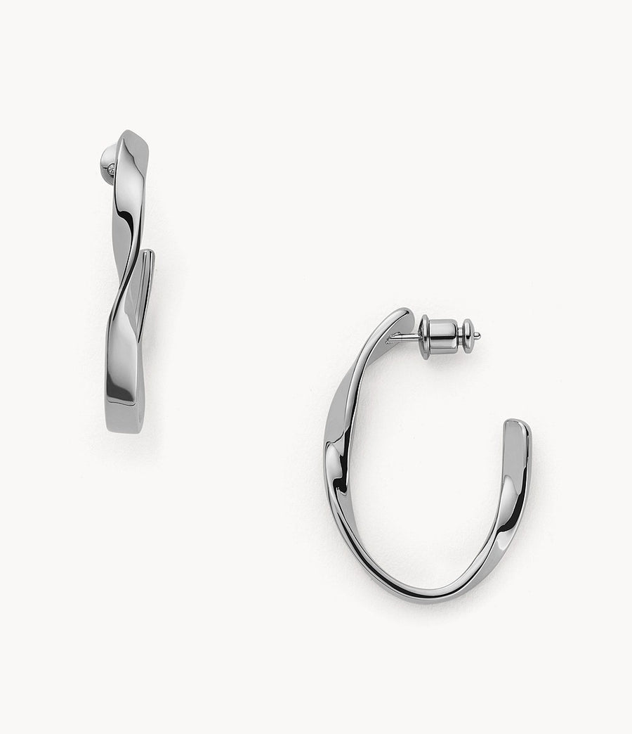 Skagen Silver-Tone Twisted Half Hoop Earrings