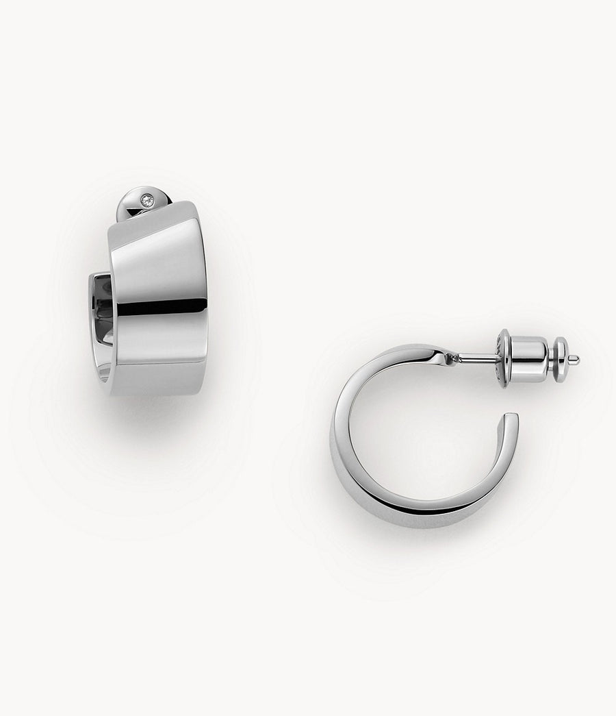 Skagen Silver-Tone Chunky Flat Hoop Earrings