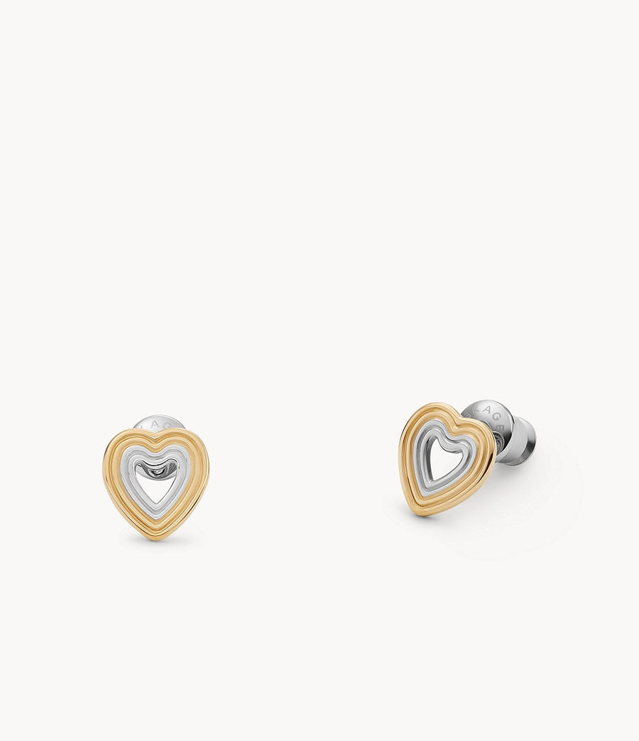 Skagen Two Tone Heart Stud Earrings