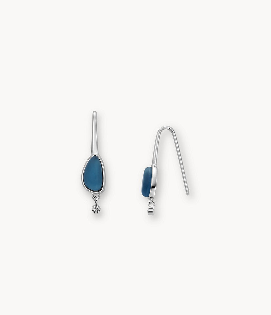 Skagen Steel Sea Glass & CZ Earrings
