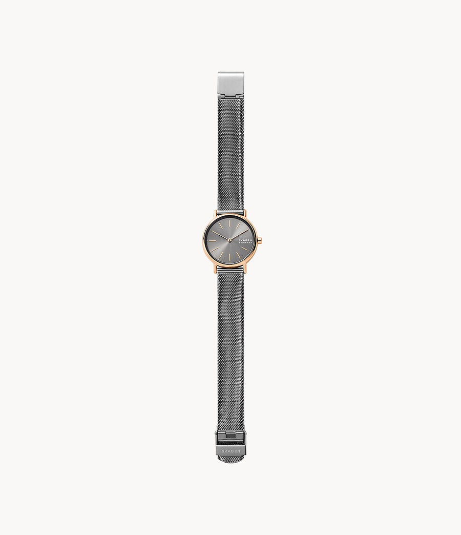 Skagen Ladies Two-Hand Charcoal Stainless Steel Mesh Watch