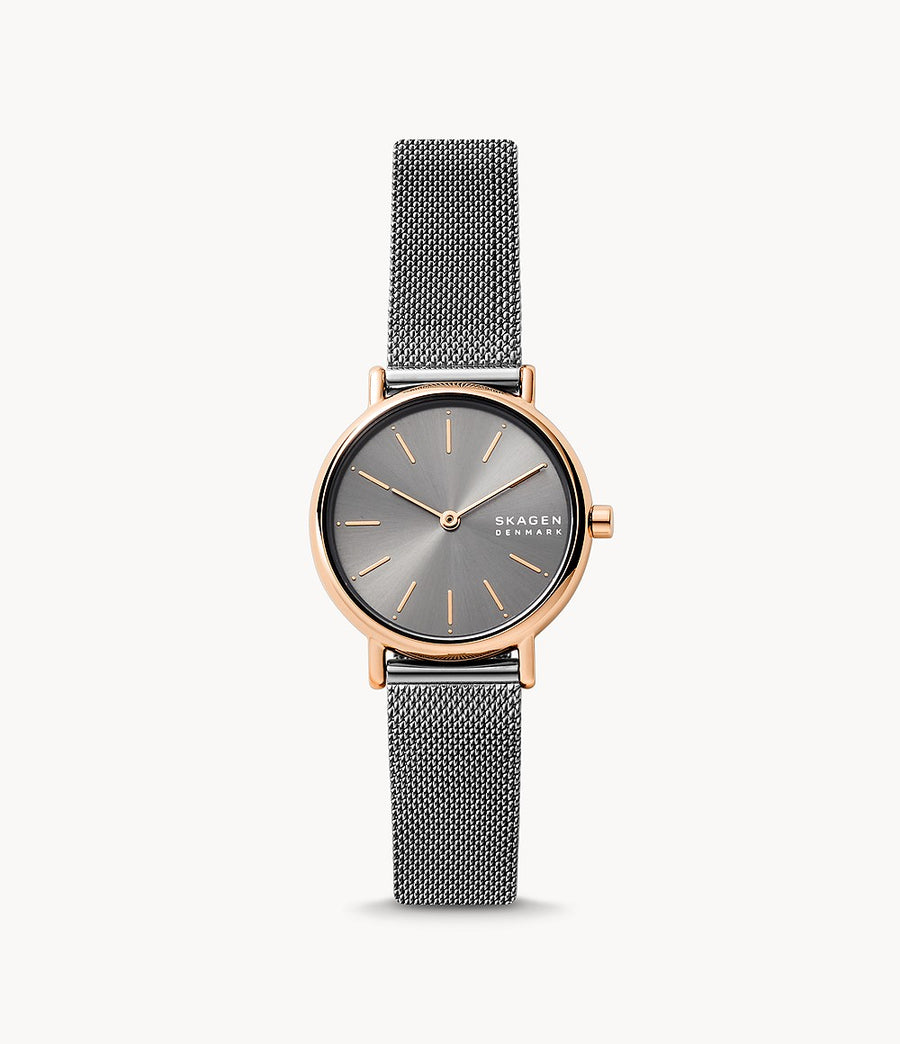 Skagen Ladies Two-Hand Charcoal Stainless Steel Mesh Watch