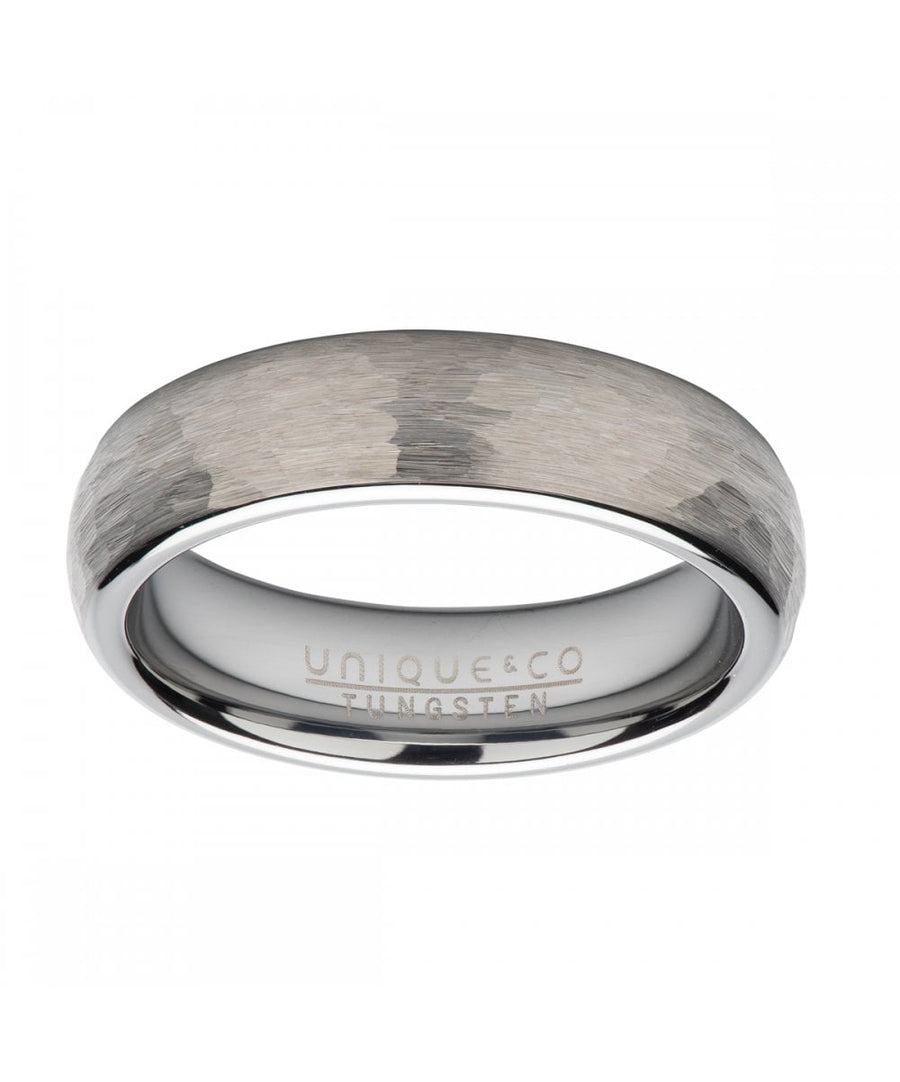Unique Tungsten Hammered Ring