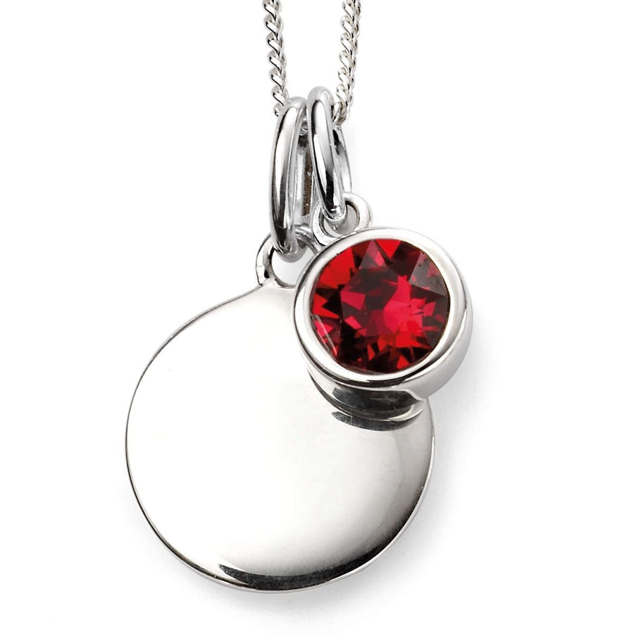 Sterling Silver July Birthstone Pendant & Disk With Chain