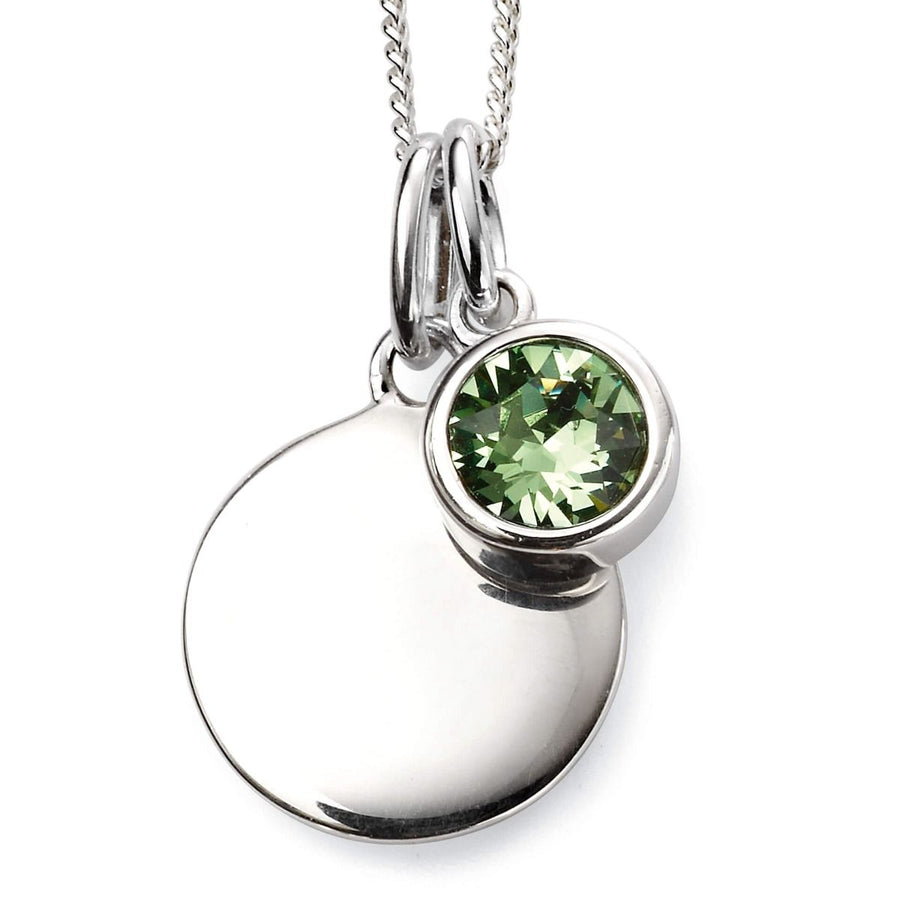 Sterling Silver August Birthstone Pendant & Disk With Chain
