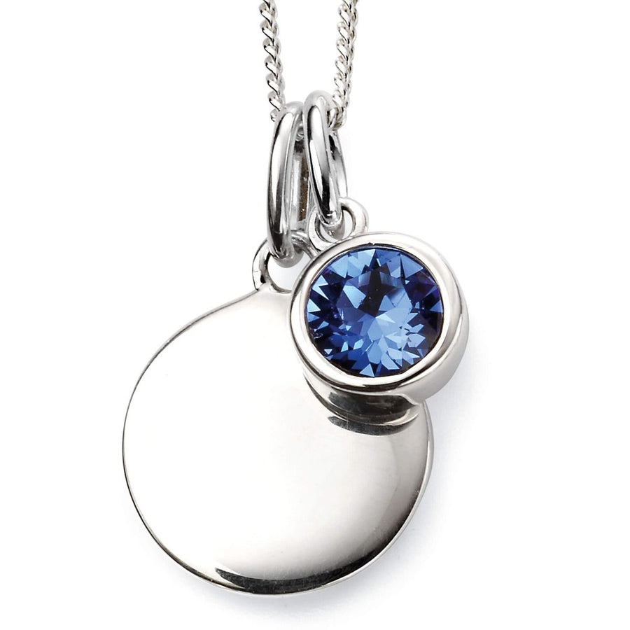 Sterling Silver September Birthstone Pendant & Disk With Chain