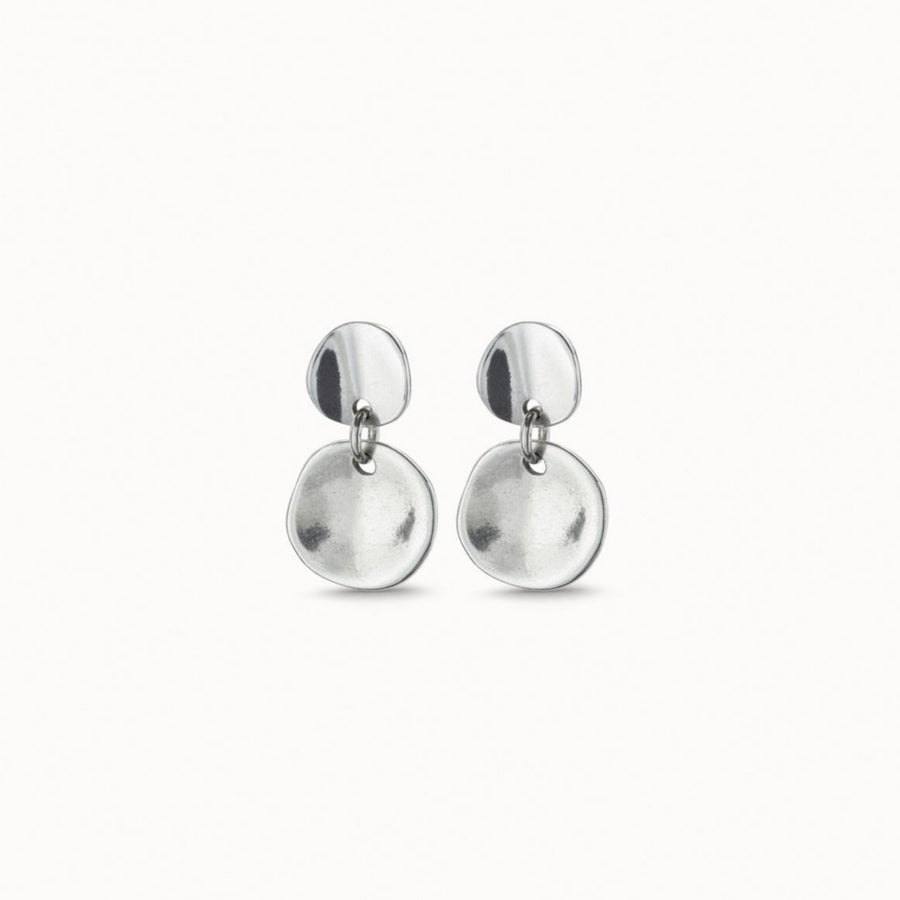 Silver Plated Double Concave Stud Earrings