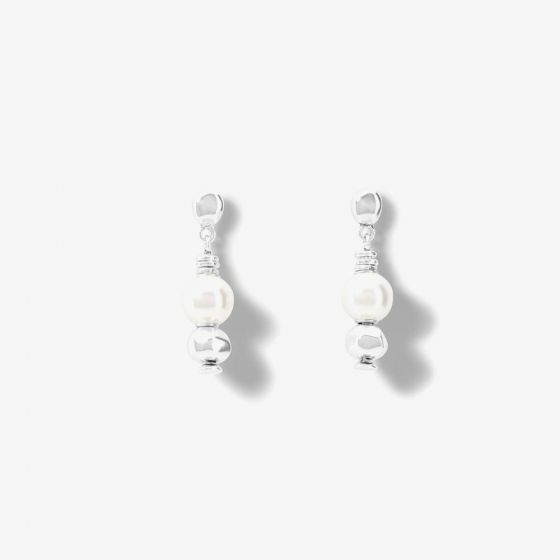 Silver Plated Bead and Pearl Drop Earrings