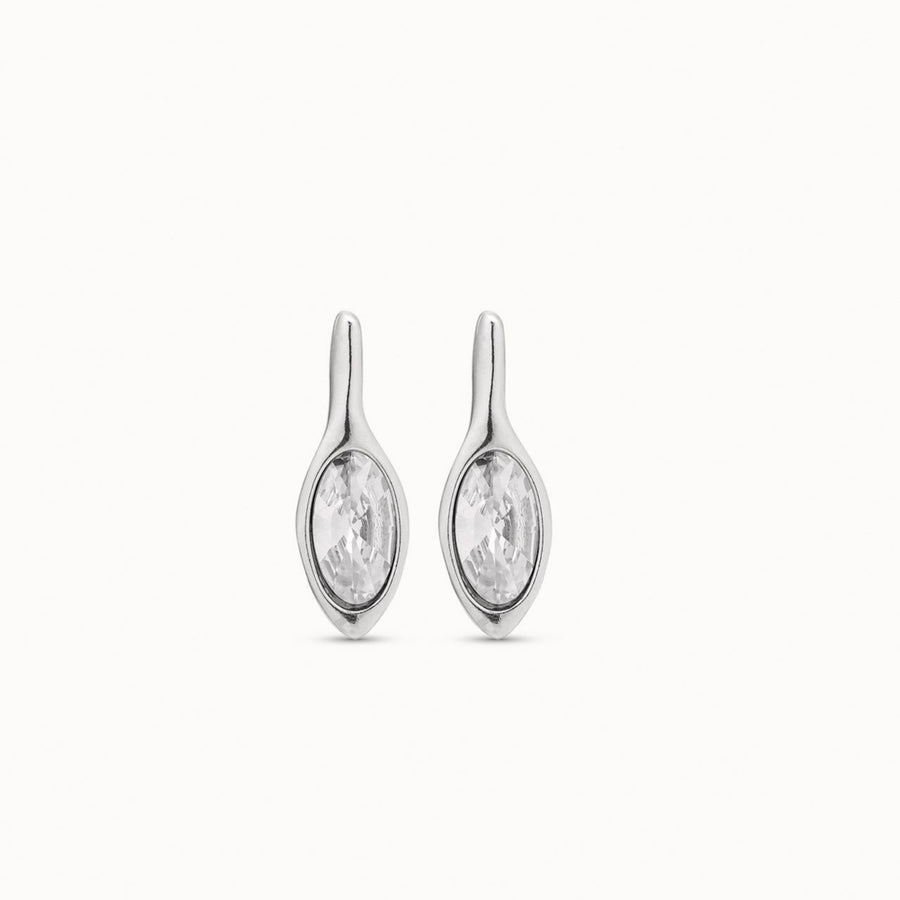 Silver Plated Clear Crystal Droplet Stud Earrings