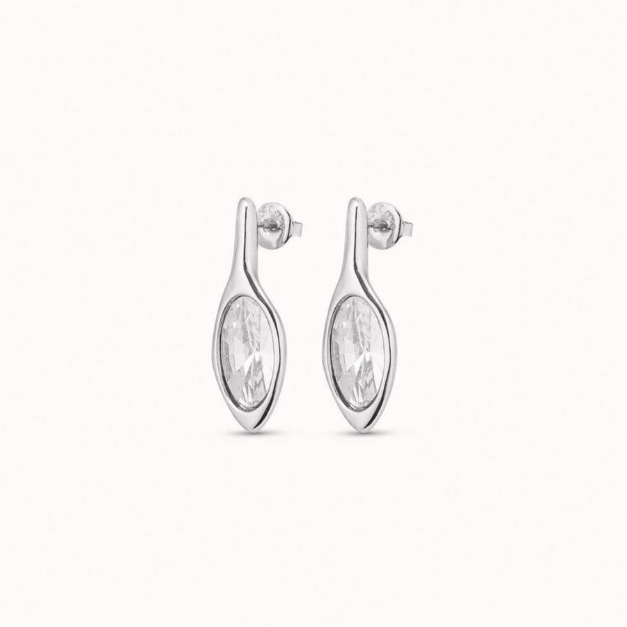 Silver Plated Clear Crystal Droplet Stud Earrings
