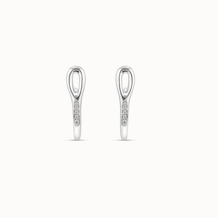 Silver Plated Curved Needle Crystal Set Earrings