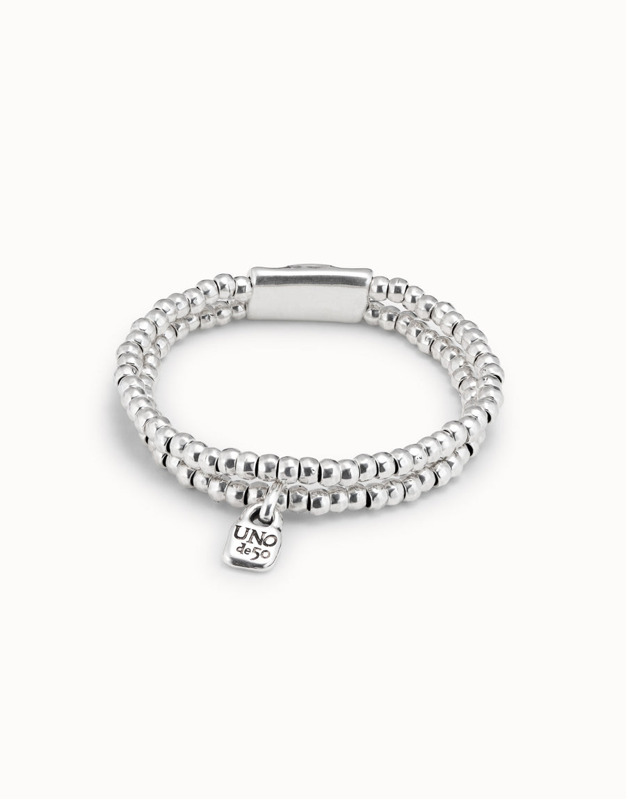 Silver Plated Double Strand Crystal Beaded Bracelet