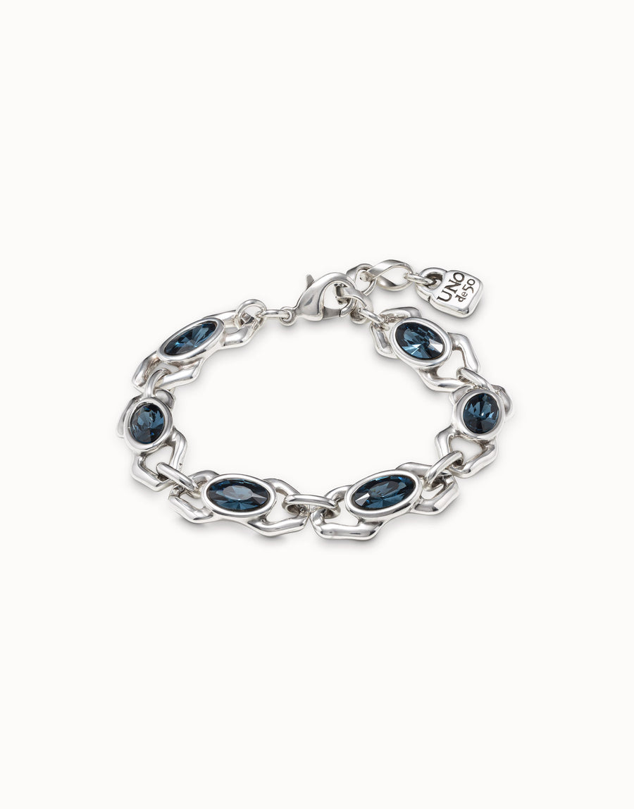 Silver Plated Blue Crystal Link Bracelet
