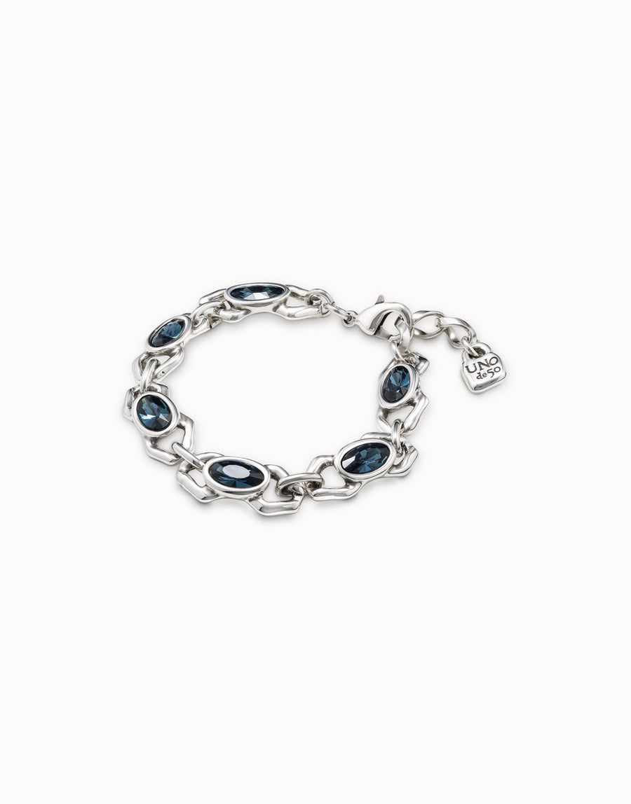 Silver Plated Blue Crystal Link Bracelet