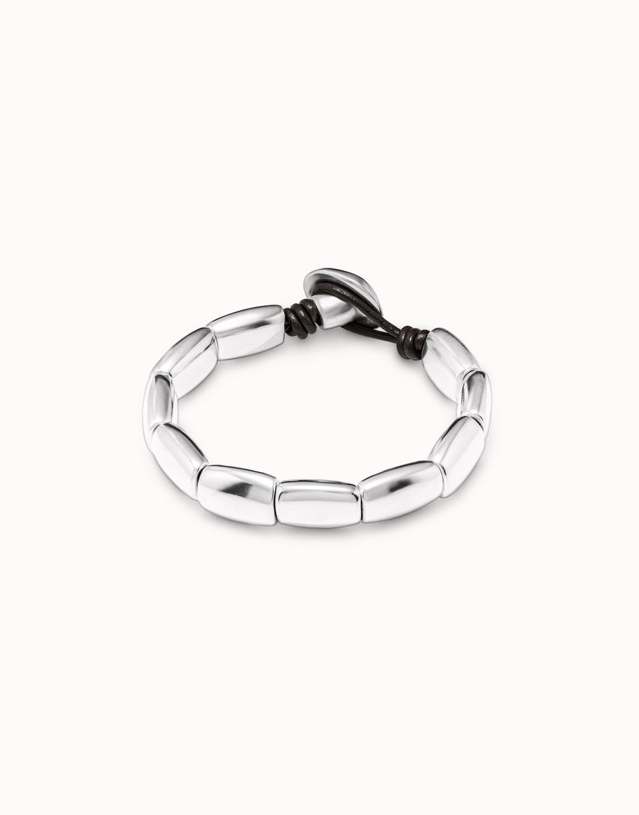 Silver Plated Pebble Bead Link Adjustable Bracelet