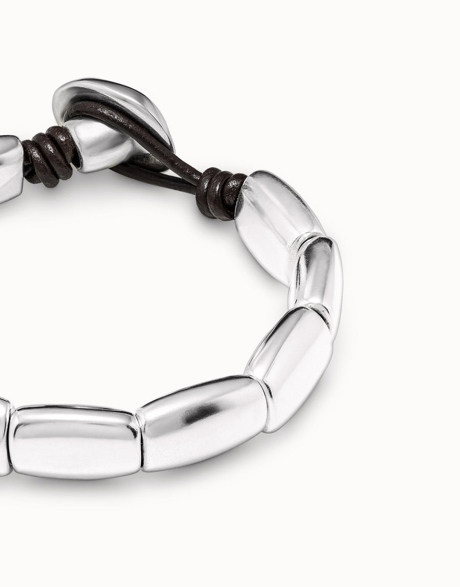 Silver Plated Pebble Bead Link Adjustable Bracelet
