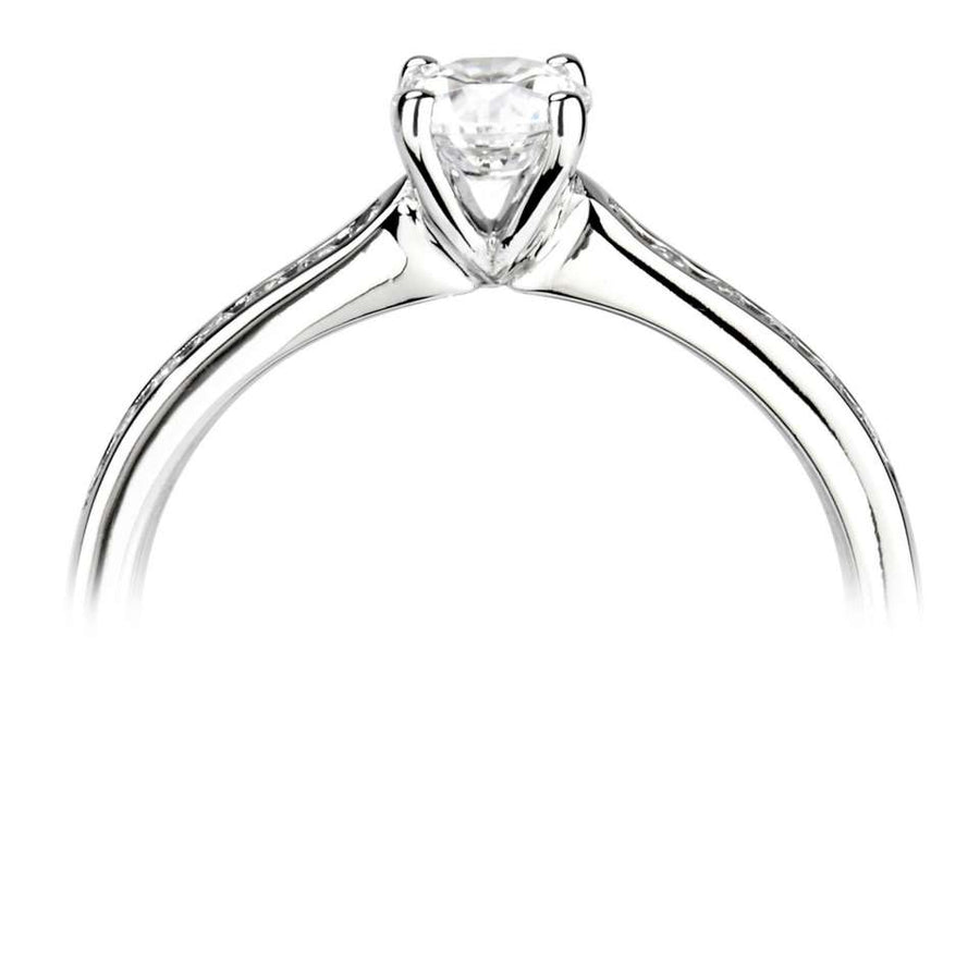 18ct White Gold 0.32ct Center Diamond & Stone Set Shoulders Ring
