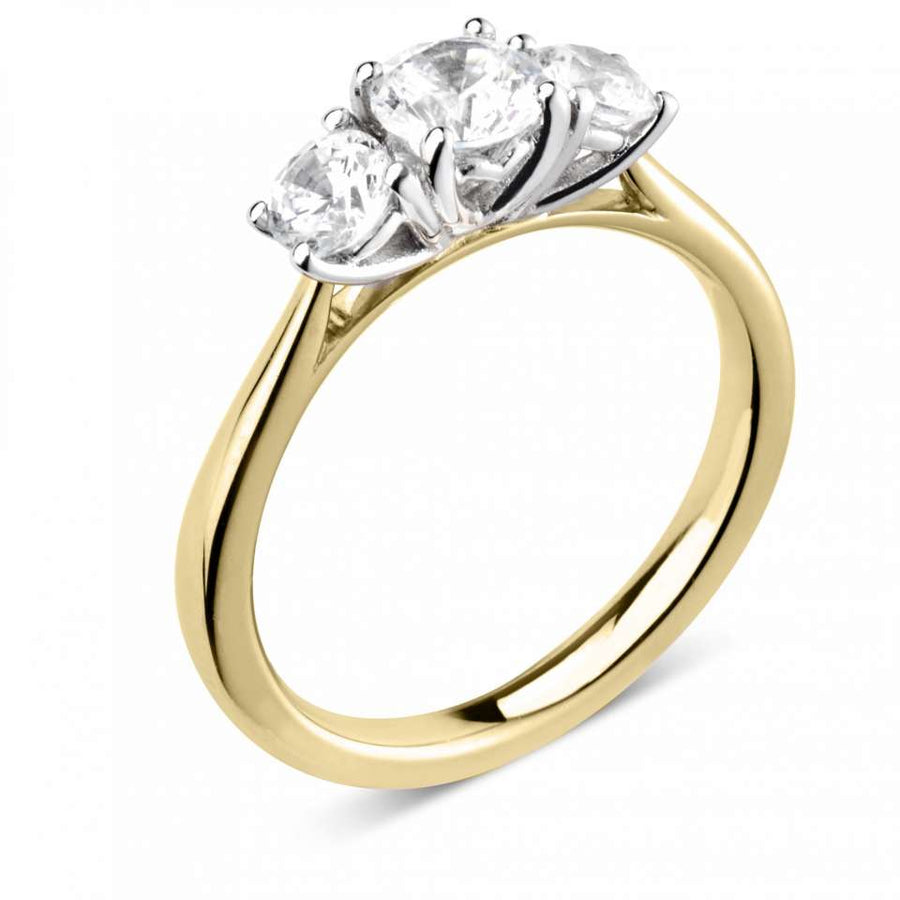 18ct Yellow Gold 0.75 Carat Diamond Trilogy Ring