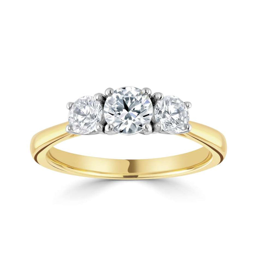 18ct Yellow Gold 0.75 Carat Diamond Trilogy Ring