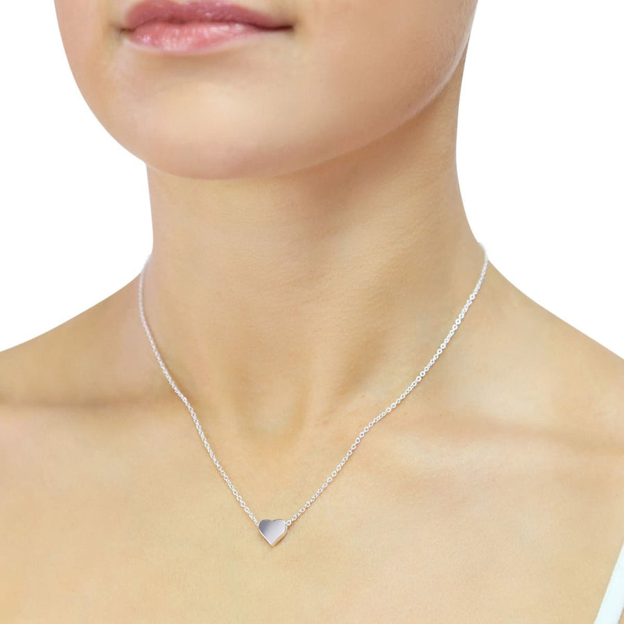 Sterling Silver Single Plain Heart Necklace