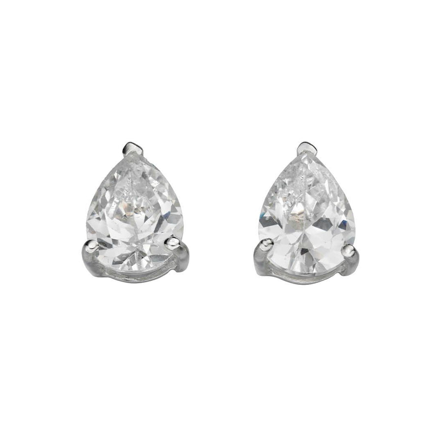 Sterling Silver Teardrop CZ Stud Earrings