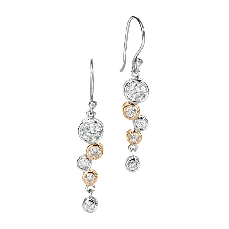 Fiorelli Sterling Silver Two-Tone Cubic Zirconia Drop Earrings