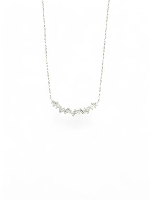 9ct Yellow Gold Mixed Cut 0.37ct Diamond Zig-Zag Necklace