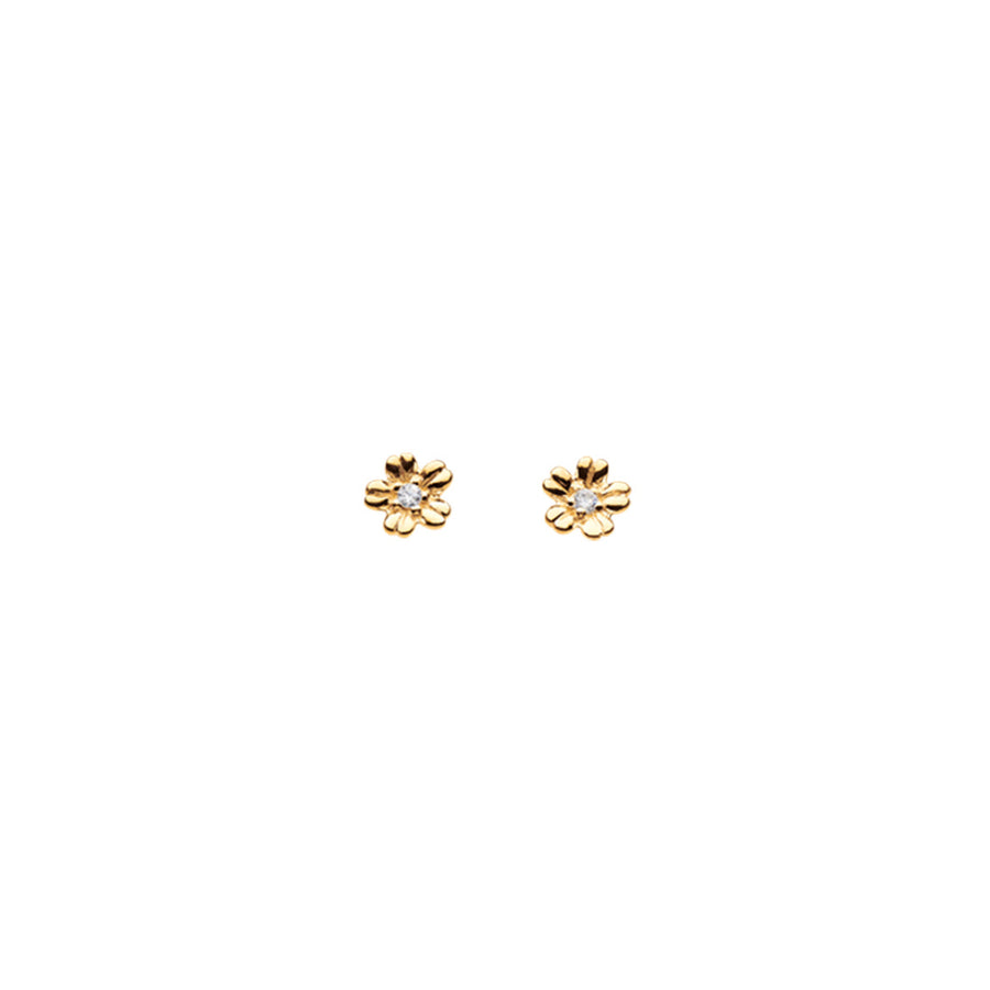 Gold Plated CZ Mini Flower Stud Earrings