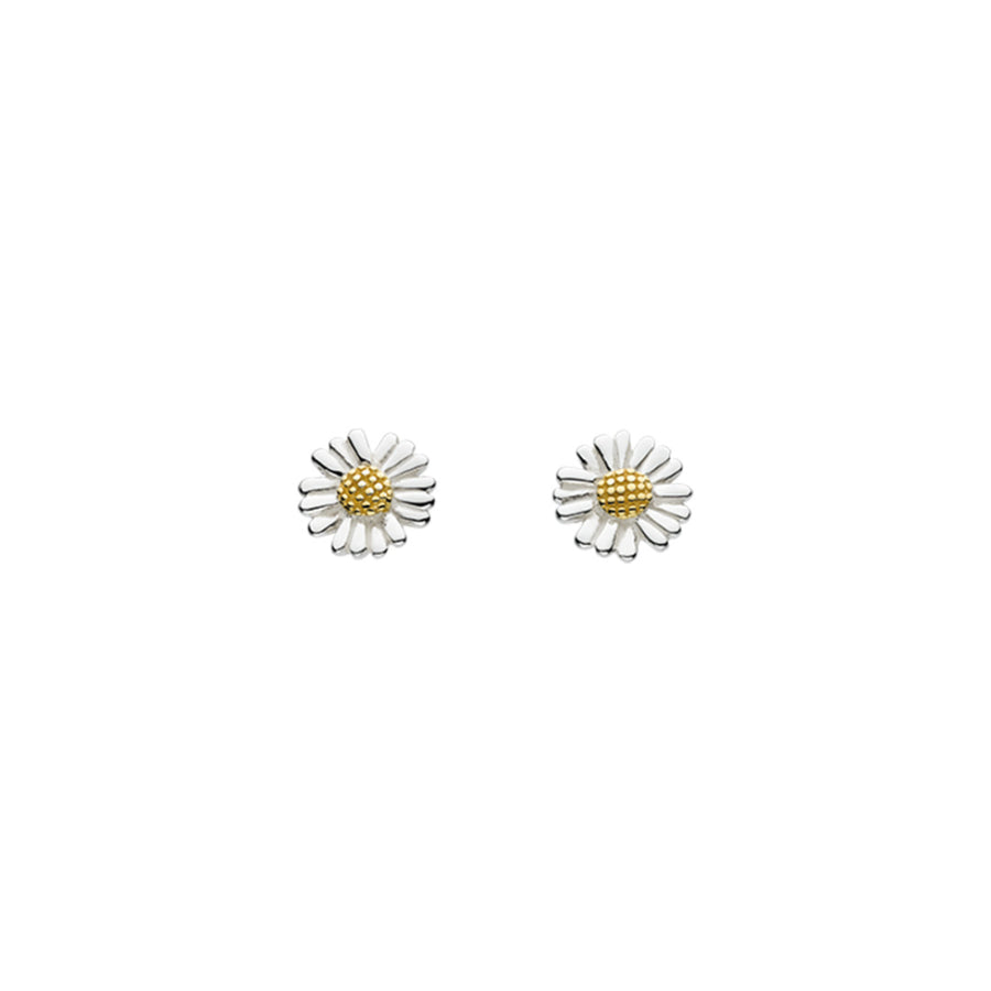 Sterling Silver & Gold Plated Small Daisy Flower Stud Earrings