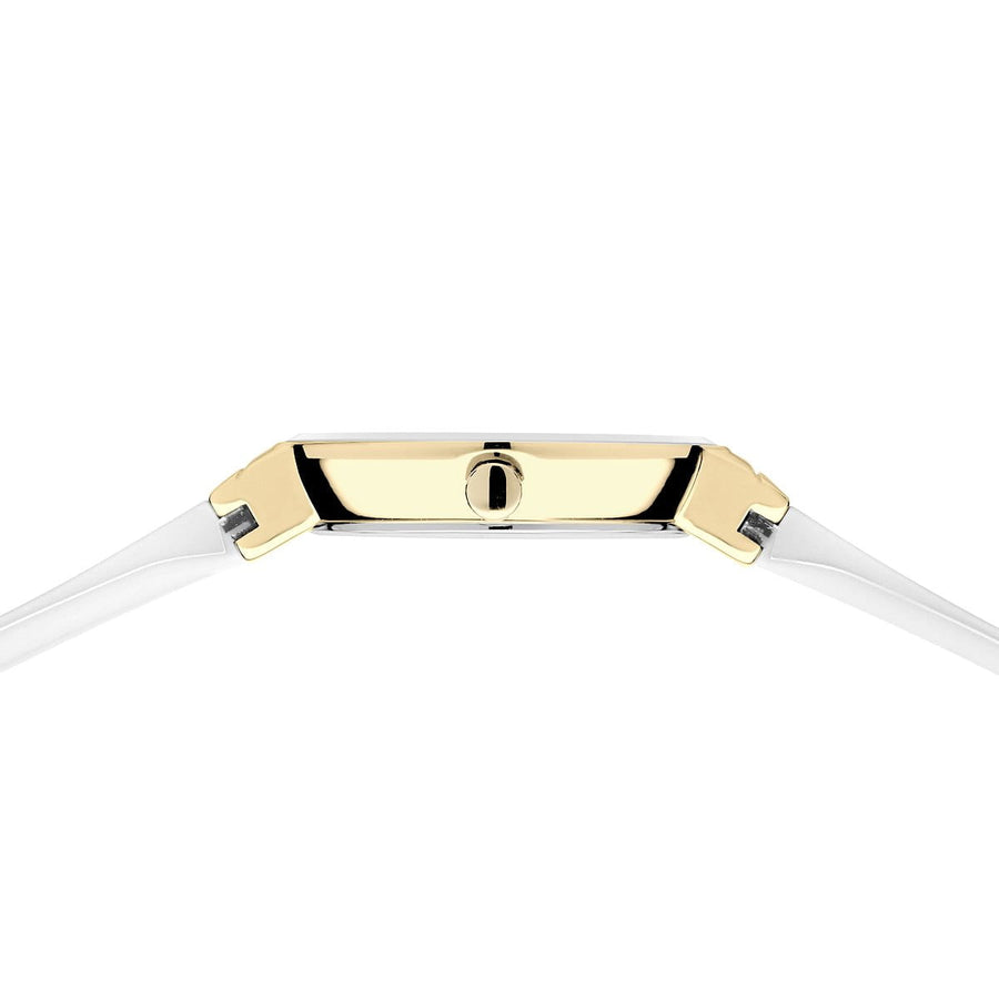 Bering Gold Ladies CZ White Dial & Silicone Strap Watch