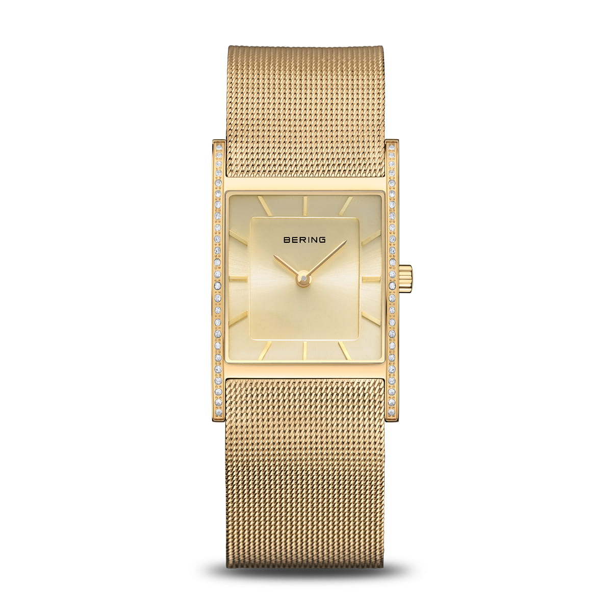 Bering Classic Ladies Gold Mesh Watch with Rectangular Dial – Bensons ...