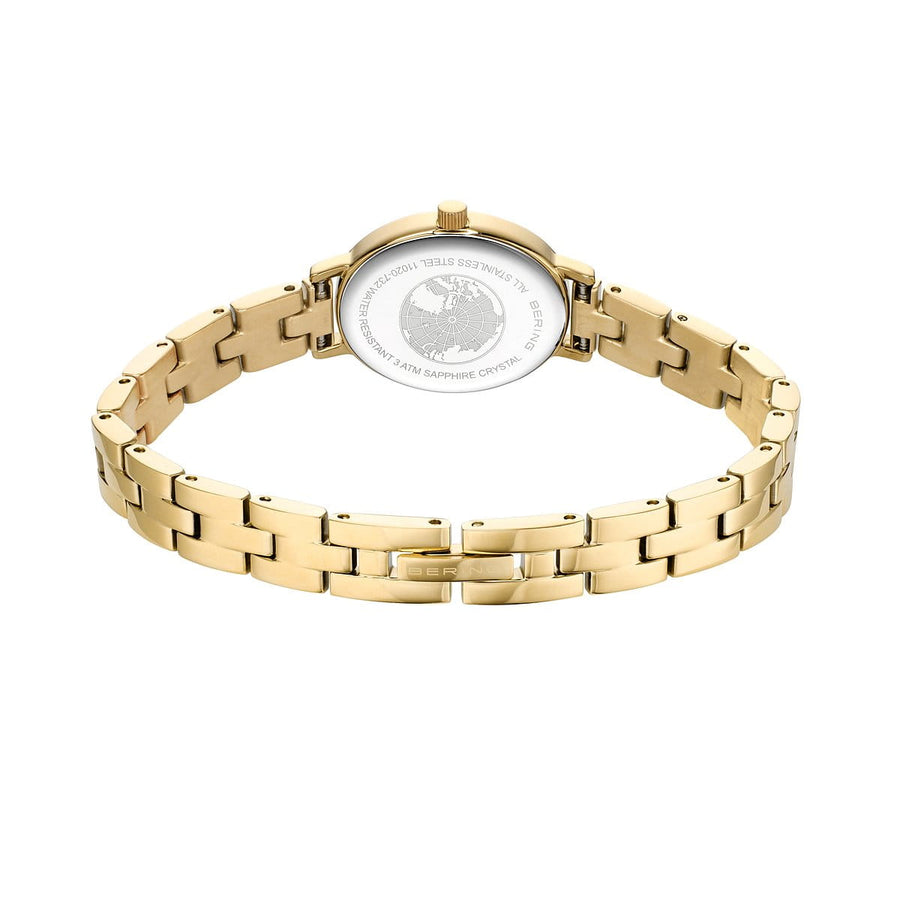 Bering Gold Plated Ladies Dark Mother-of-Pearl Oval Watch