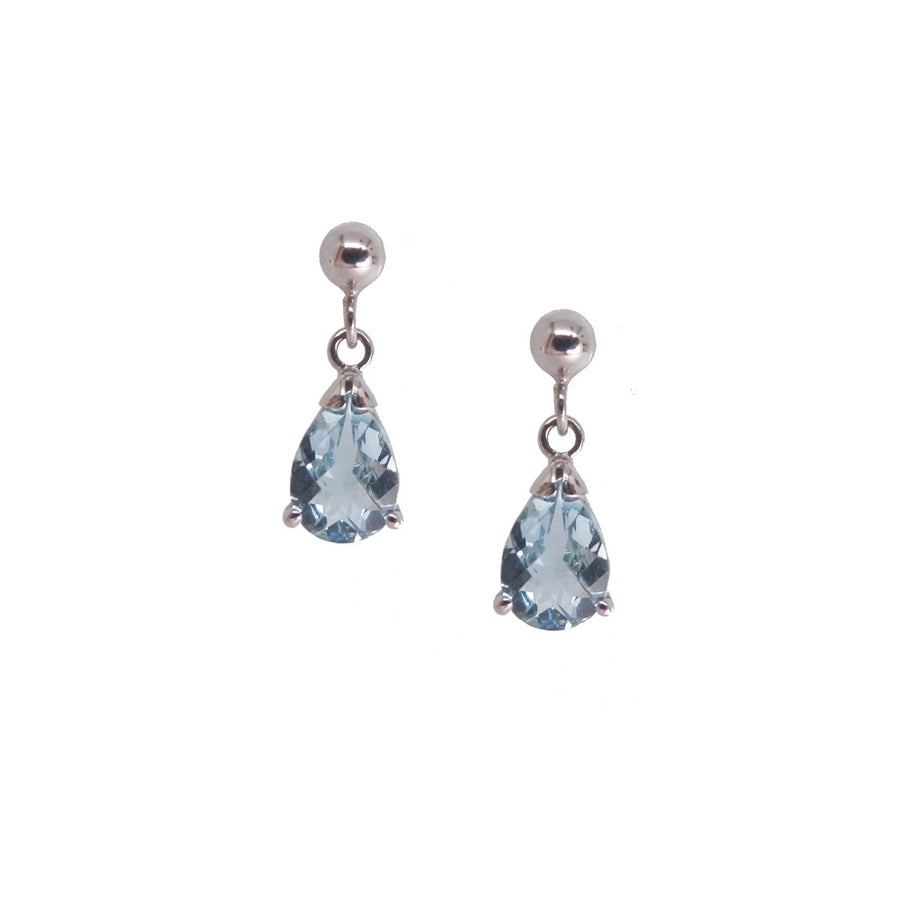 9ct White Gold Aquamarine Drop Earrings