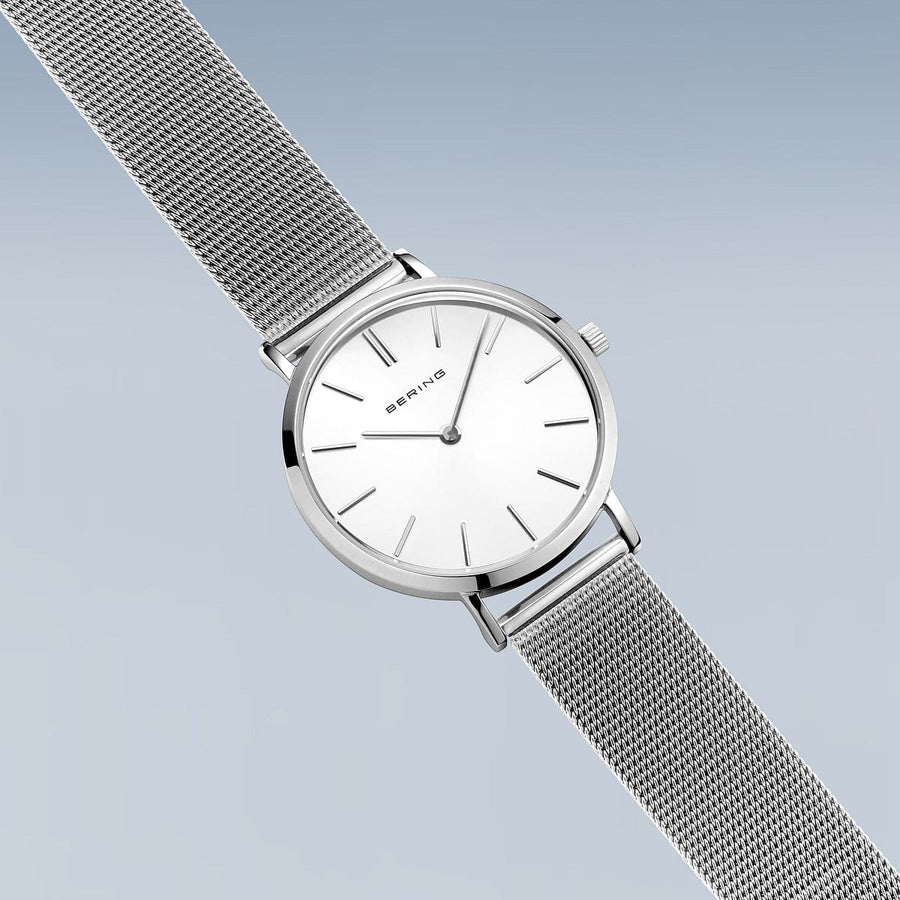 Bering Steel Ladies Round Dial & Mesh Bracelet Watch